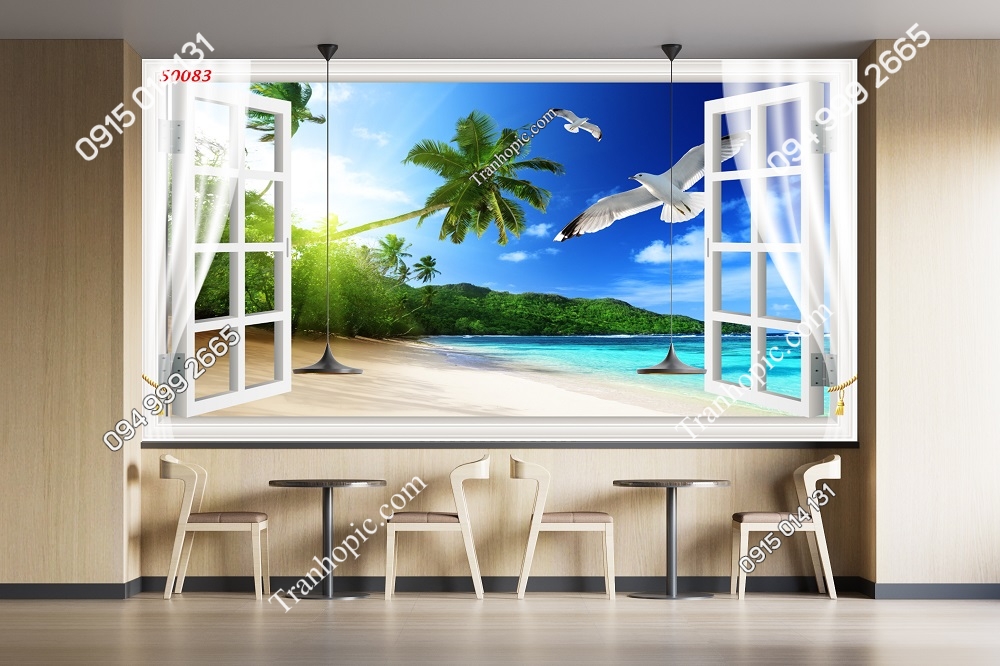 Tranh dán tường cửa sổ dán quán cafe trà sữa 50083