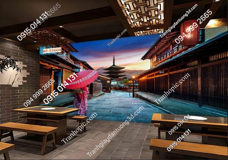 Tranh 3D dán tường phong cách Nhật Bản dán nhà hàng 604