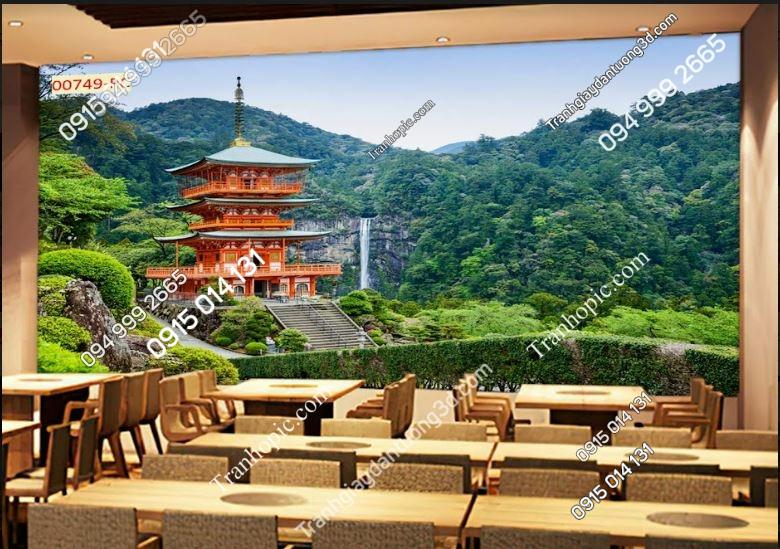 Tranh 3D phong cảnh Nhật Bản dán nhà hàng