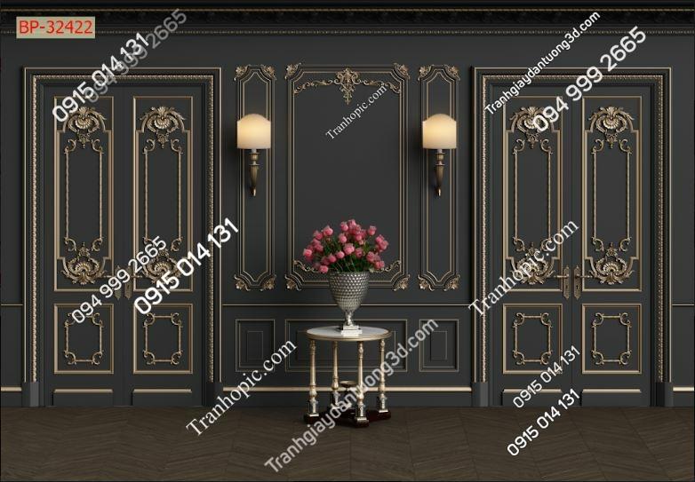 Tranh dán tường 3D giả phào chỉ dán phòng khách 32422