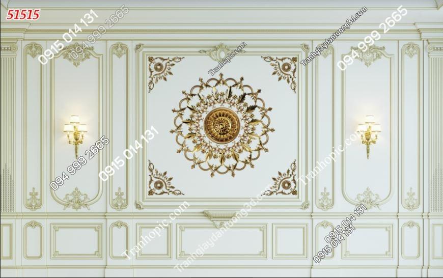 Tranh dán tường 3D giả phào chỉ dán phòng khách 51515