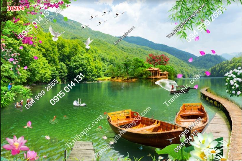 Tranh dán tường 3D phong cảnh dán phòng khách 30254