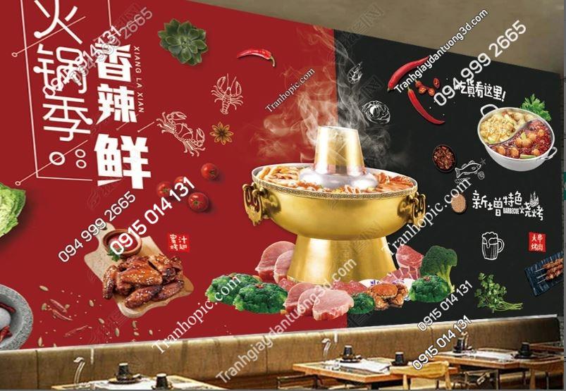 Tranh dán tường 3D quán lẩu hải sản 17824796