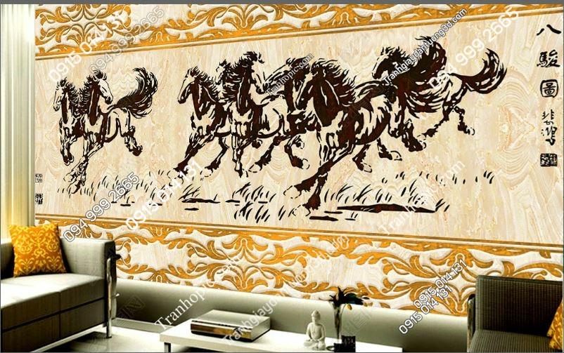 Tranh dán tường 5D bát mã phong cách thủy mặc_15467813
