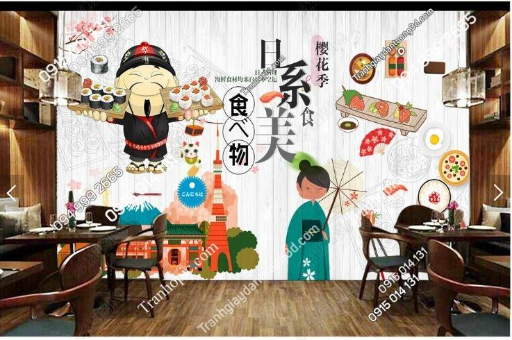 Tranh dán tường Nhật Bản độc đáo dán nhà hàng_16398255