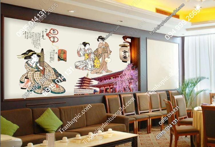 Tranh dán tường cô gái Nhật Bản 17775849