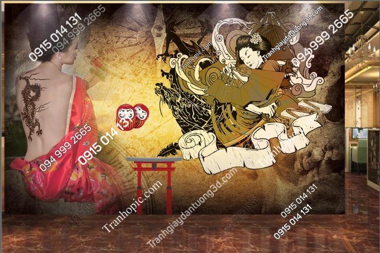 Tranh dán tường cô gái phong cách Nhật Bản_17182138