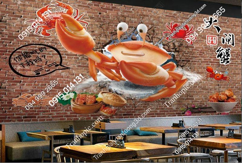 Tranh dán tường cua khổng lồ trên nền gạch cho quán hải sản 17051278