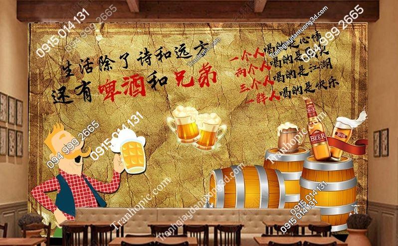 Tranh dán tường đẹp cho quán bia nhậu 19020709