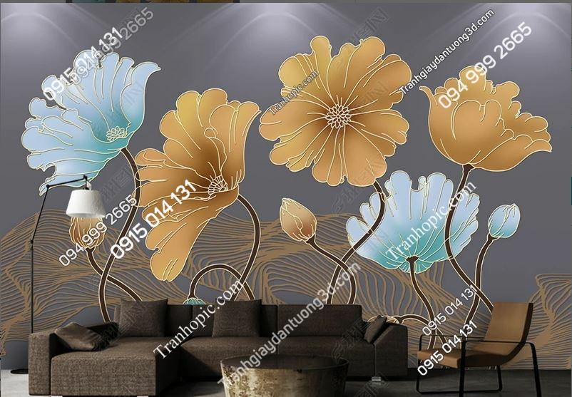 Tranh dán tường hoa 3D giả ngọc dán phòng khách 23610213
