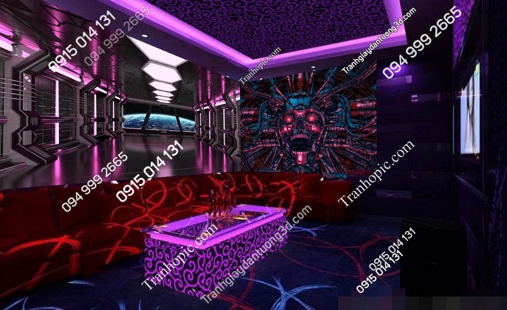 Tranh dán tường không gian tím dán quán karaoke kết hợp xương máy 1598604799 - 2144366771