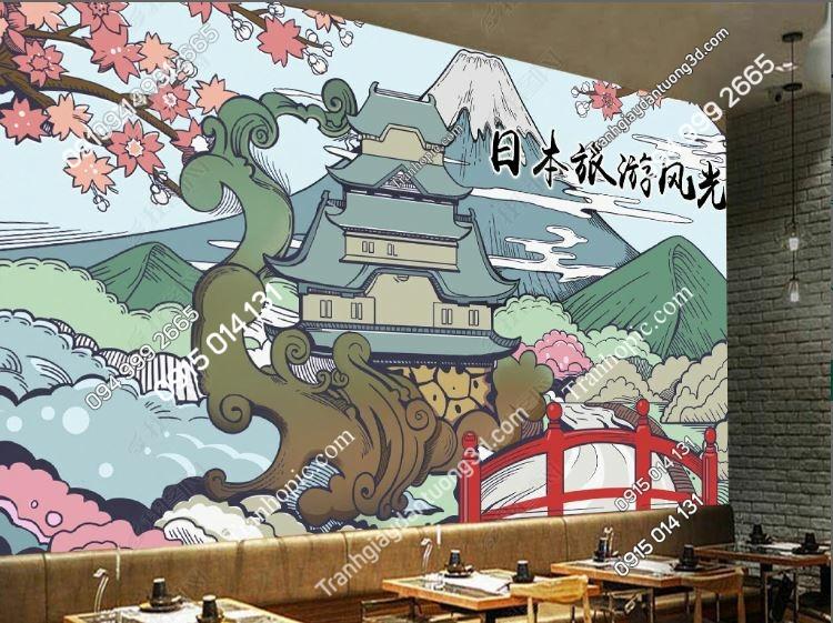 Tranh dán tường nhà hàng Nhật Bản phong cách vẽ tay_17388702