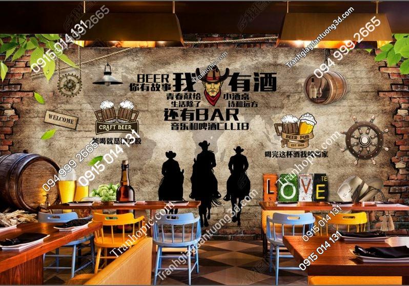 Tranh dán tường quán bia nhậu cao bồi 18611060