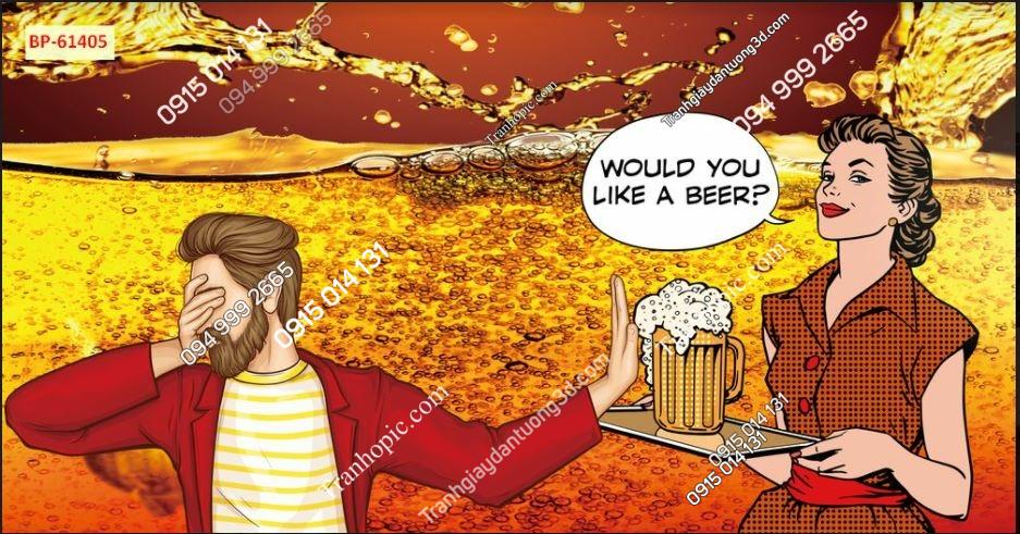 Tranh dán tường quán bia nhậu đẹp