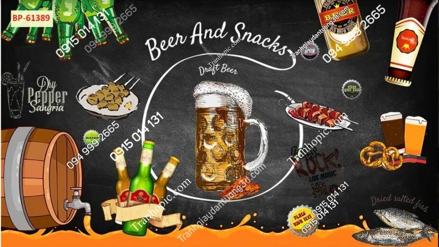 Tranh dán tường quán bia nhậu đồ nướng