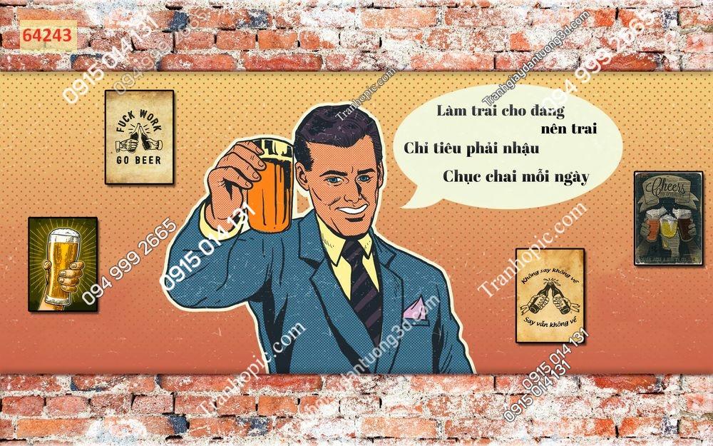 Tranh dán tường quán bia nhậu độc đáo64243