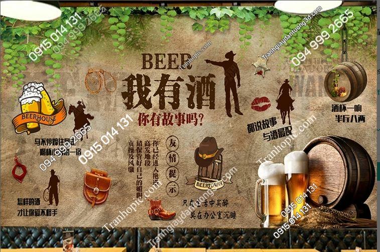 Tranh dán tường quán bia nhậu hình cao bồi 18509537