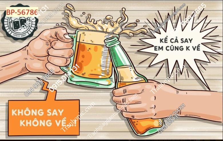 Tranh dán tường quán bia quán nhậu 786