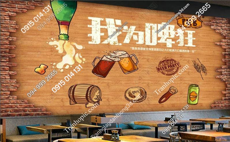 Tranh dán tường quán bia quán rượu đẹp 16711053