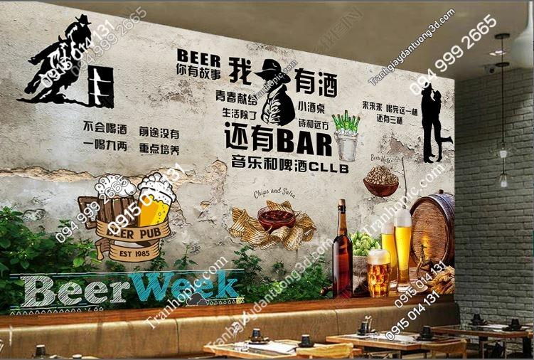 Tranh dán tường quán bia rượu đẹp 18532294