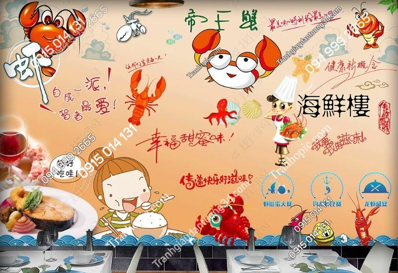 Tranh dán tường quán hải sản 15991227
