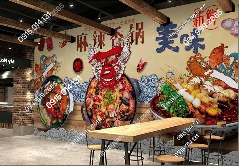 Tranh dán tường quán lẩu nướng hải sản 16324925