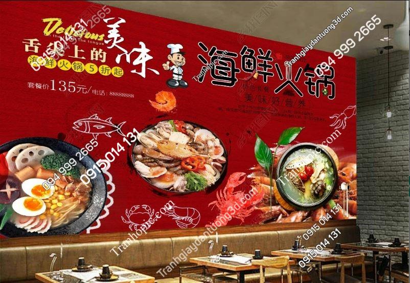 Tranh dán tường quán lẩu nướng hải sản 17348551