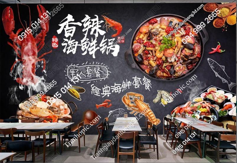 Tranh dán tường quán lẩu nướng hải sản ngon 17677883