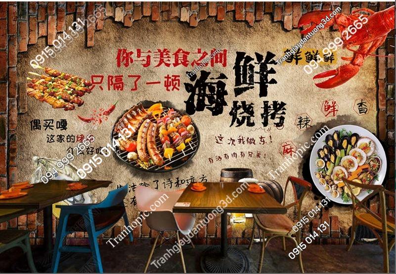 Tranh dán tường quán lẩu nướng nhậu đẹp 18712979