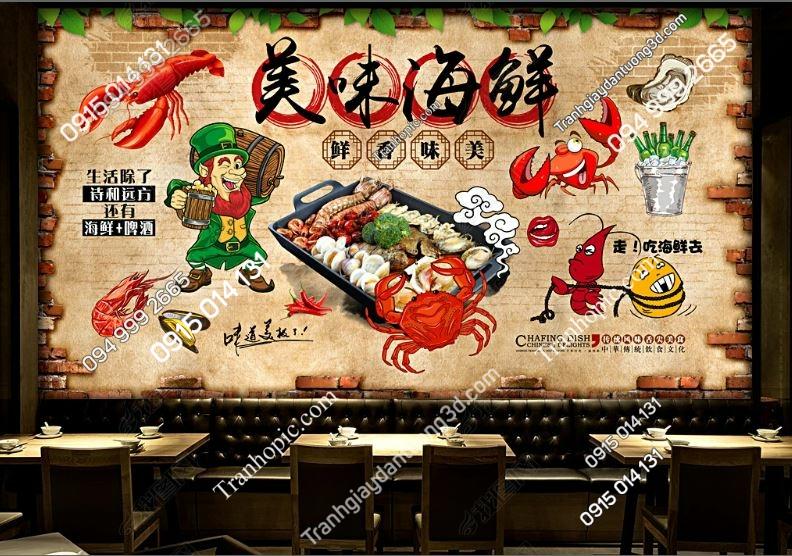 Tranh dán tường quán nhậu hải sản 18592131