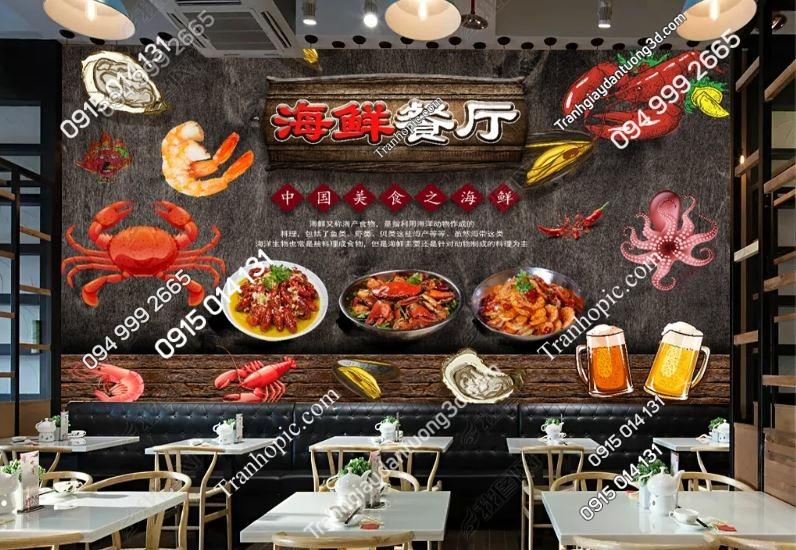 Tranh dán tường quán nhậu hải sản 19203052