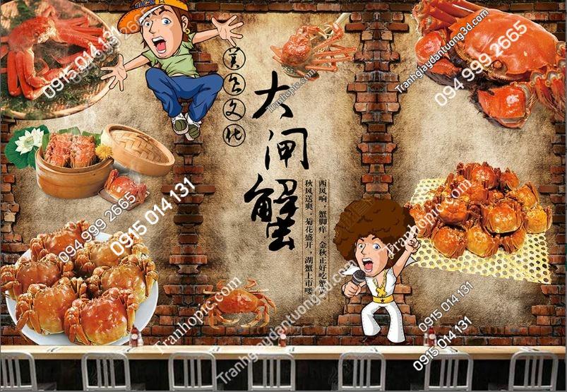 Tranh dán tường quán nhậu hải sản đẹp 17121276