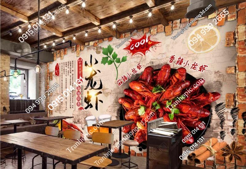 Tranh dán tường quán nhậu hải sản tôm hùm đất 21453156