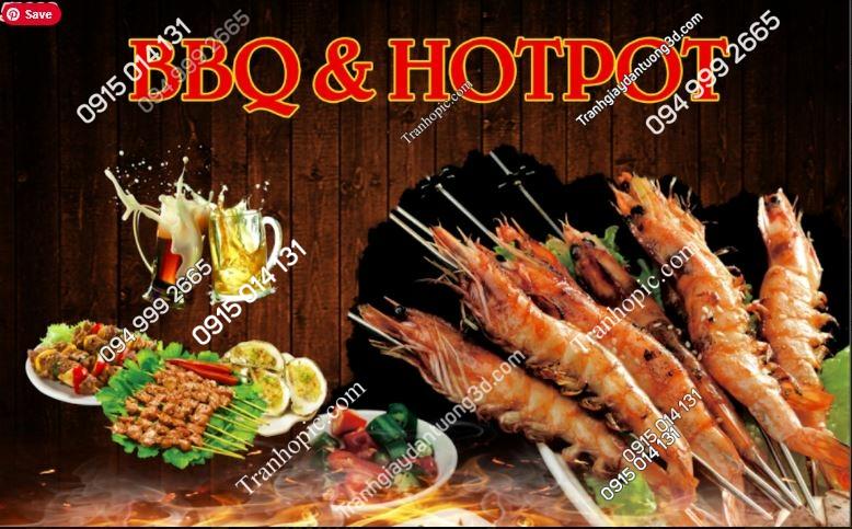 Tranh dán tường quán nhậu lẩu nướng