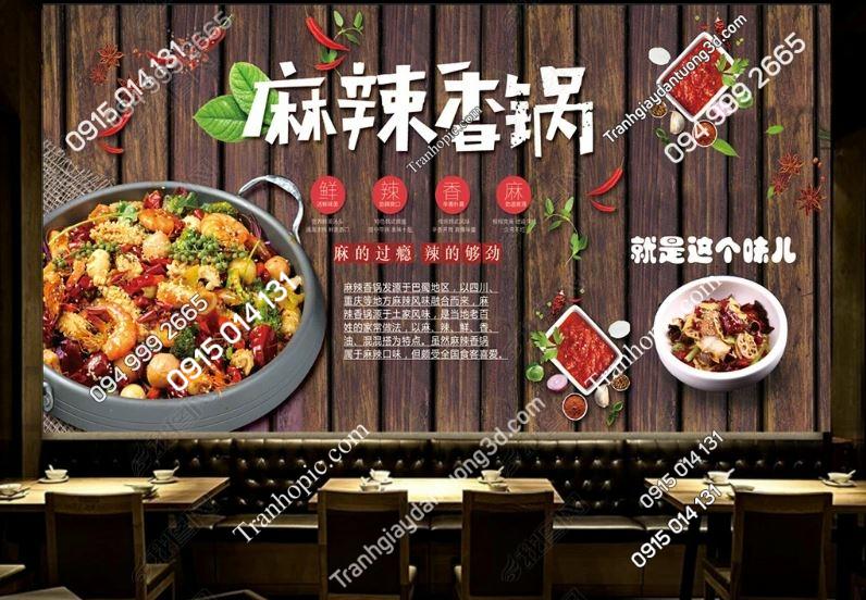 Tranh dán tường quán nhậu nướng trên nền giả gỗ 18312063