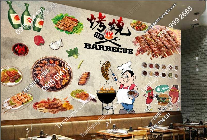 Tranh dán tường quán nướng đẹp 16770375