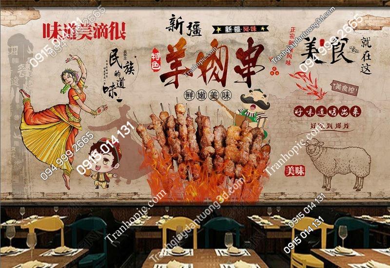 Tranh dán tường quán nướng đẹp 17696473