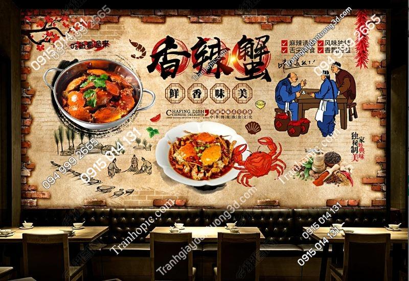 Tranh dán tường quán nướng độc đáo viền gạch 18607454