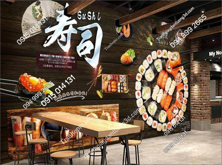 Tranh dán tường sushi quán ăn nhà hàng Nhật Bản_17773498
