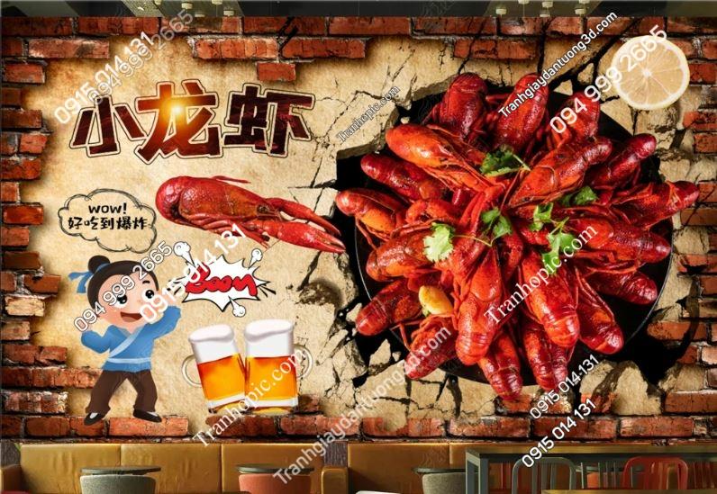 Tranh dán tường tôm hùm đất cho quán nhậu hải sản 21452104