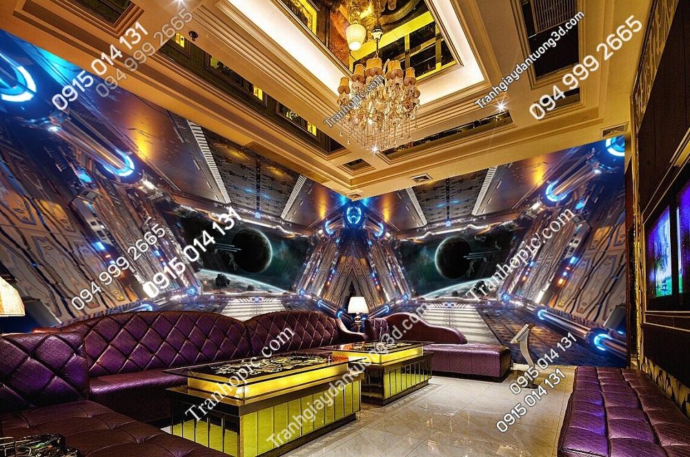 Tranh khoang tàu vũ trụ dán tường quán karaoke bar bay 1924987766