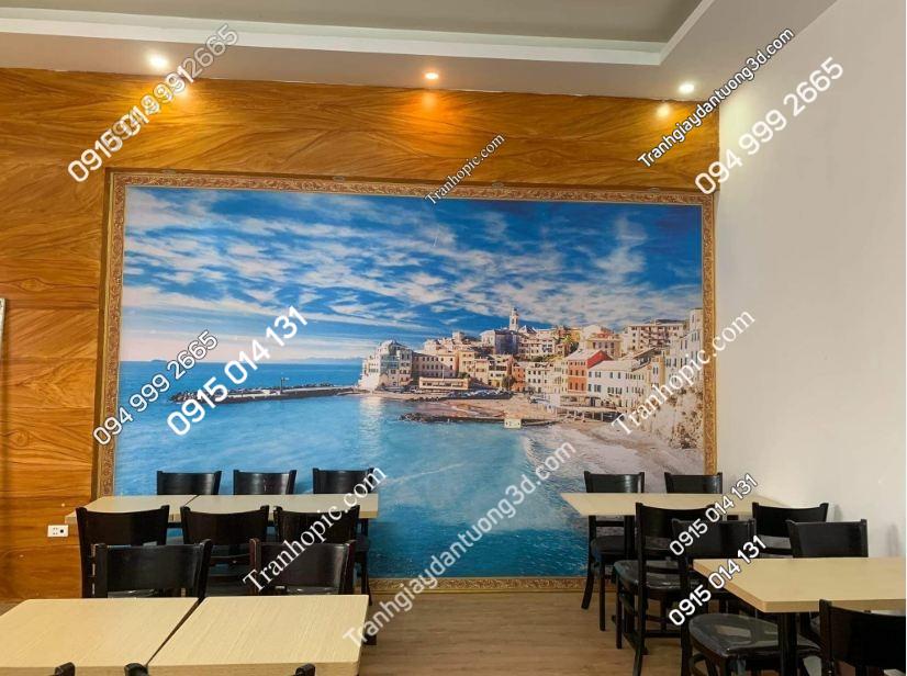 Tranh cảnh biển dán quán