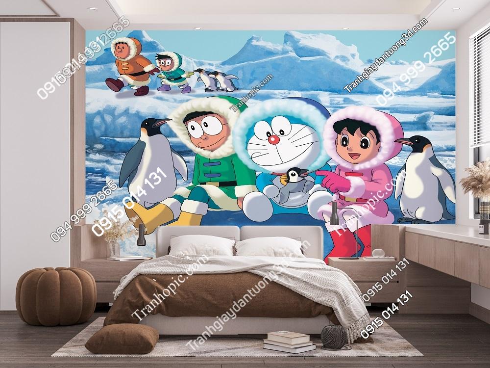 Tranh dán tường 3D Doreamon dán phòng bé 1232617