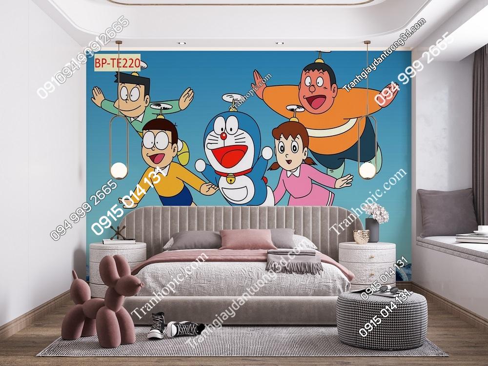 Tranh dán tường 3D Nobita Doraemon phòng bé