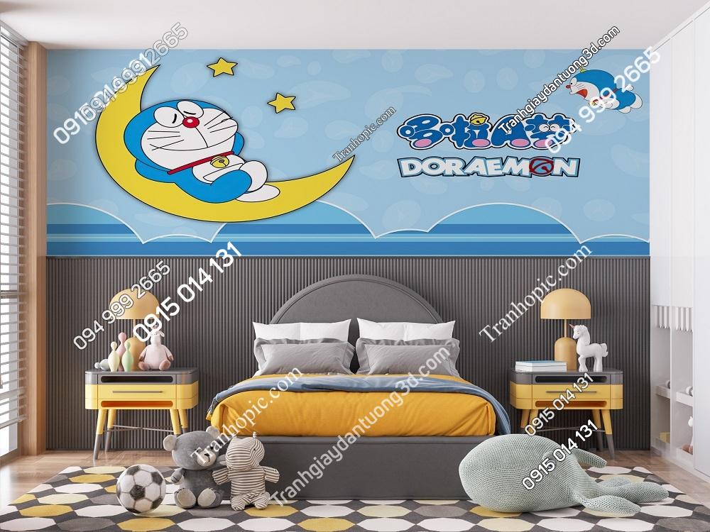Tranh dán tường 3D doraemon phòng bé