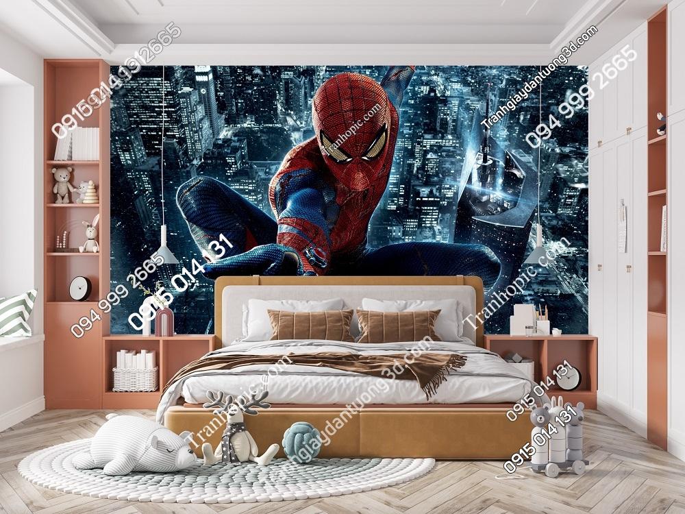 Tranh dán tường 3D người nhện Spider Man dán phòng bé 247850