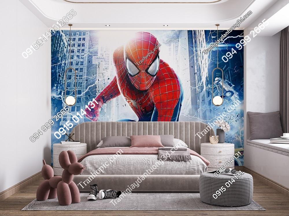 Tranh dán tường 3D người nhện Spider Man dán phòng bé 657891