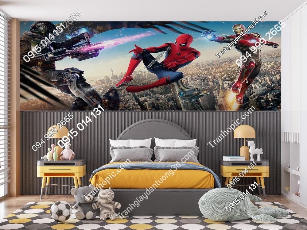 Tranh dán tường 3D người nhện Spider Man dán phòng bé 869322