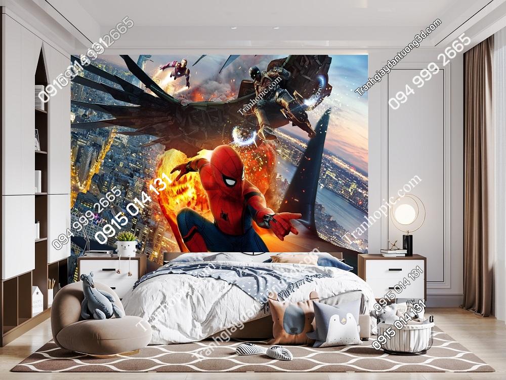 Tranh dán tường 3D người nhện Spider Man dán phòng bé 871386