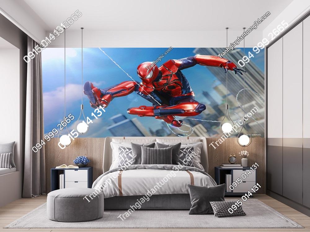 Tranh dán tường 3D người nhện Spider Man dán phòng bé 977024